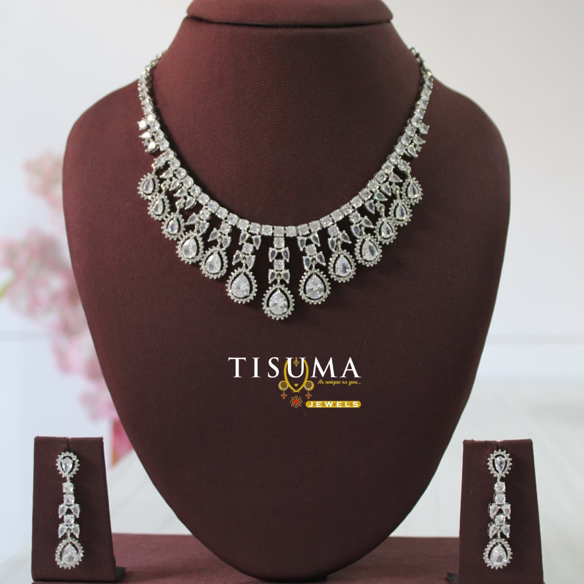 AD Silver Necklace-White