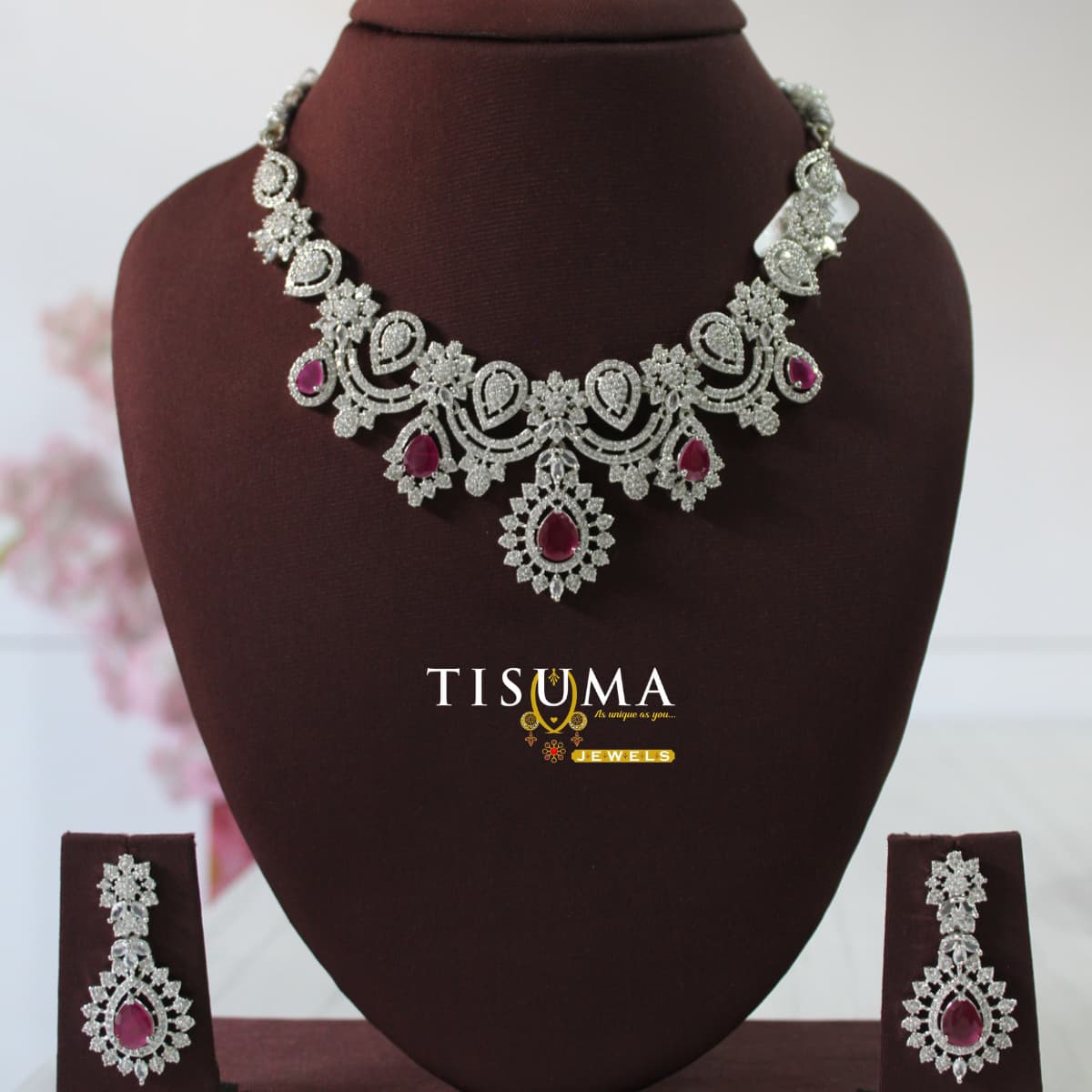 AD Ruby Silver Necklace