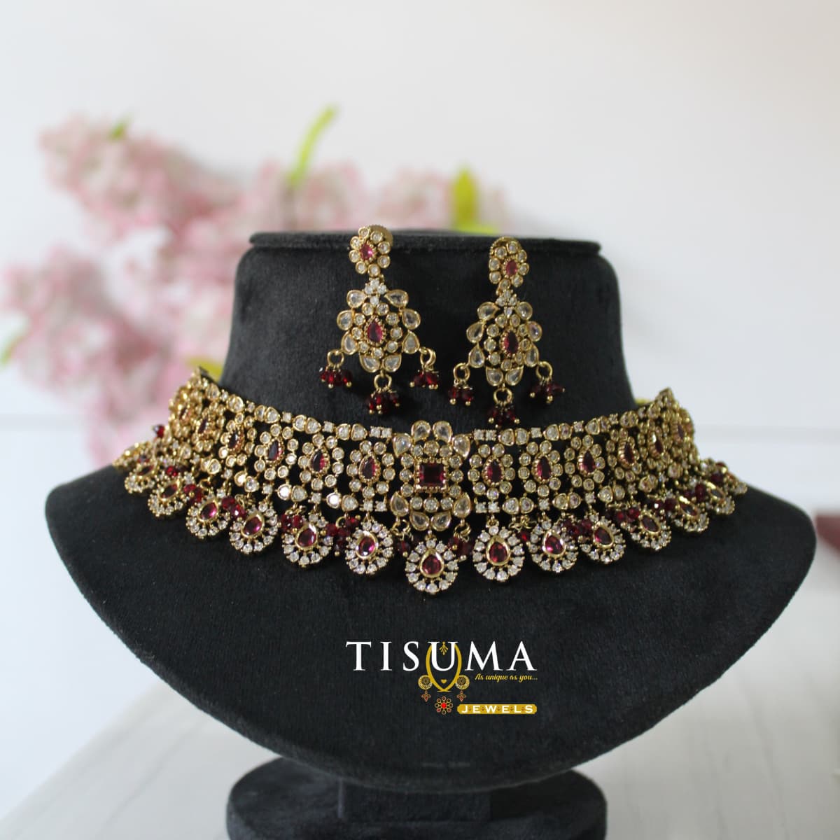 Victorian Necklace - Ruby Colour
